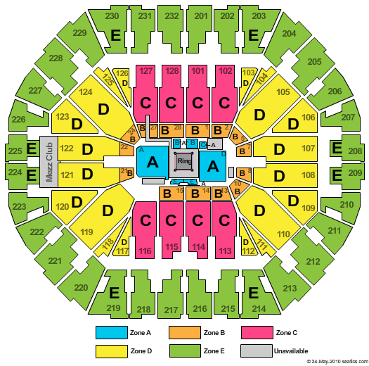 Oakland Arena Boxing Zone Seating Chart